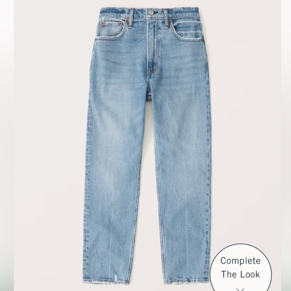 Abercrombie & Fitch Light Blue High-Rise Straight Jeans - Picture 3 of 8